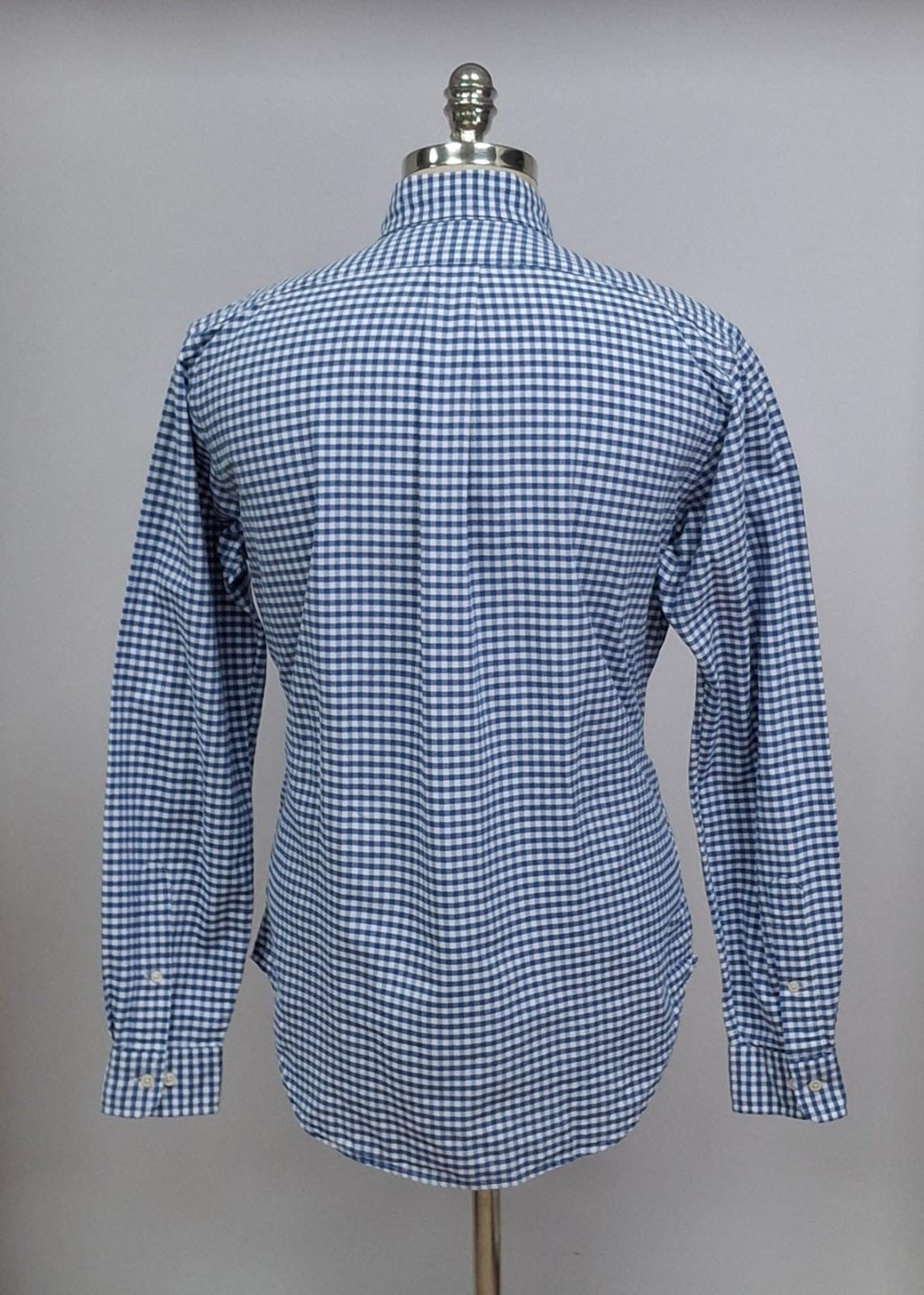 Camisa Polo Ralph Lauren 🏇🏼 Oxford con patron de cuadros gingham azul y blanco Talla M Entalle Clásico