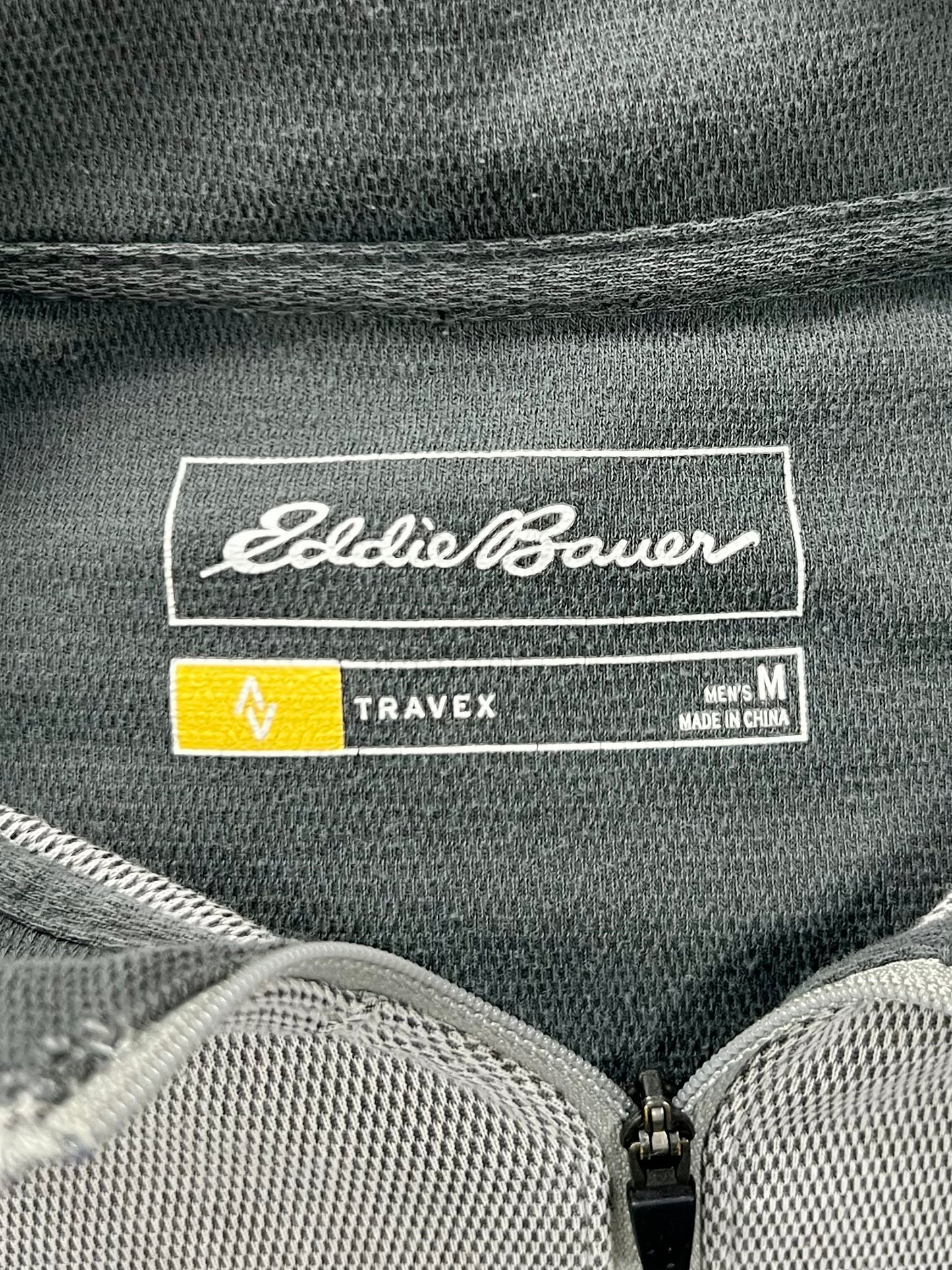 Sueter Jersey Quarter Zip Eddie Bauer ⛰️ color gris claro Talla M