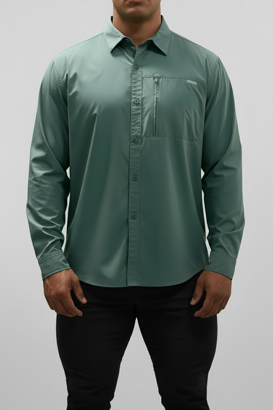 Camisa Columbia 🔹color gris claro con Omni Shade Manga larga Talla XXL