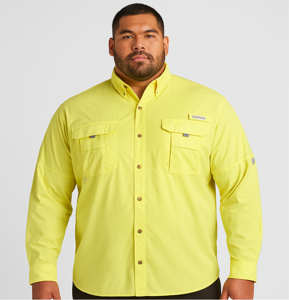 Camisa Columbia 🔹color amarillo intenso con Omni Shade Manga larga Talla 3XL