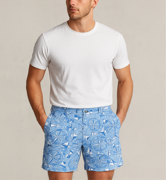 Short Casual Vineyard Vines 🐳 color celeste y azul con diseño de nautico talla 32