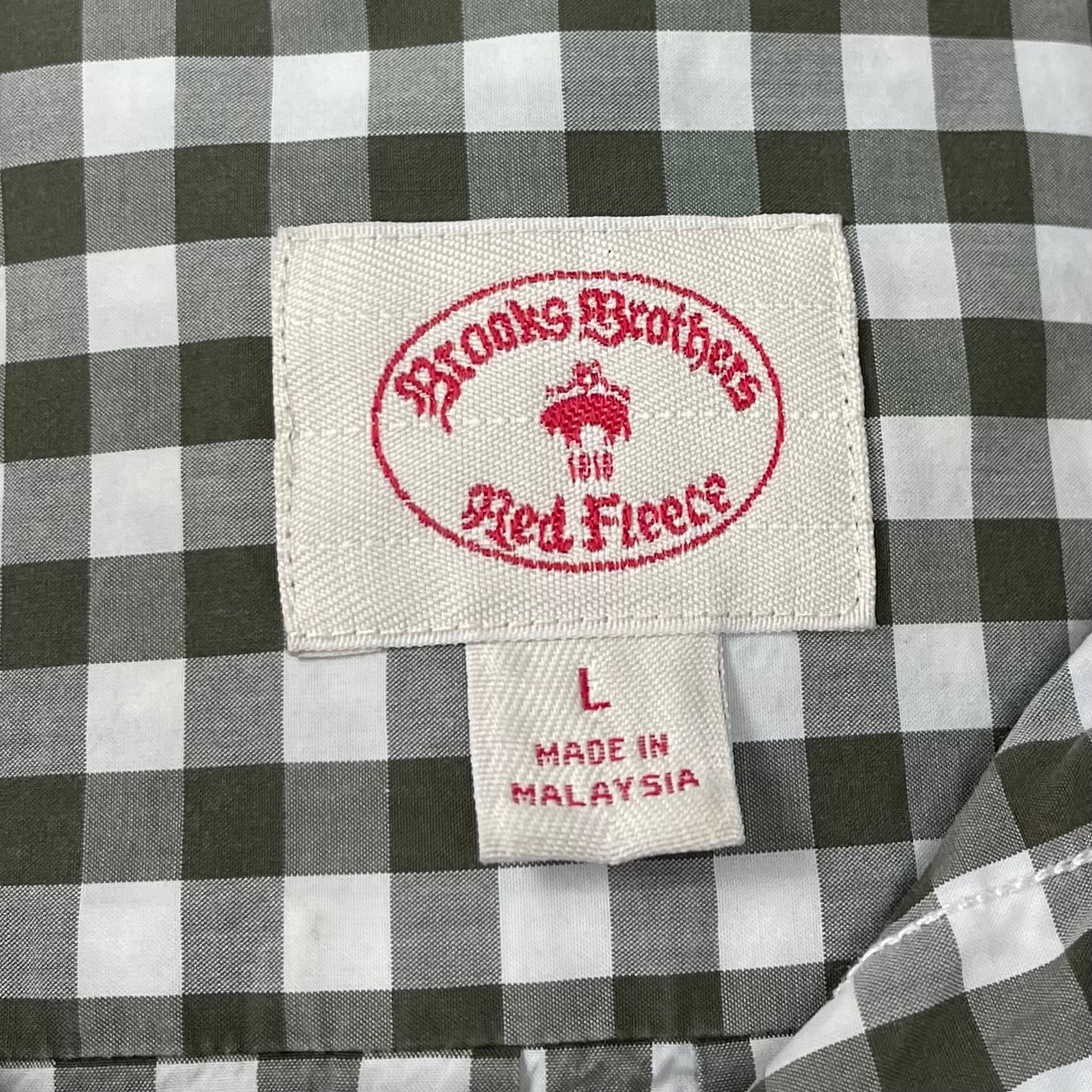 Camisa Brooks Brothers 🐑 con patron de cuadros gingham en verde oliva y blanco Talla L Entalle Regular (ver descripción)