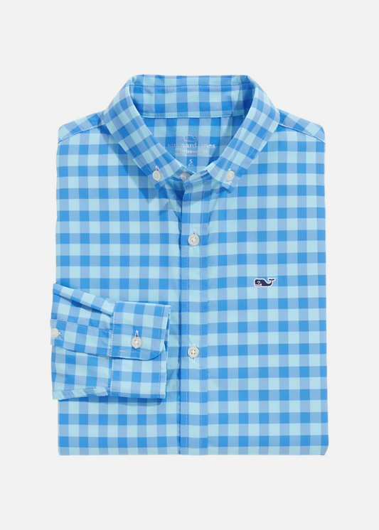 Camisa de botones Vineyard Vines 🐳 de cuadros en color turquesa y celeste Talla XL Entalle Slim Fit