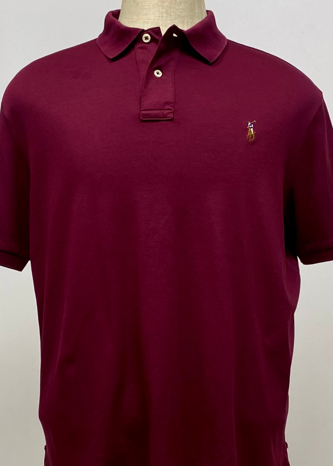 Camiseta Polo Ralph Lauren 🏇🏼 Pima color rojo oscuro Talla XL Entalle Clásico (ver descripción)