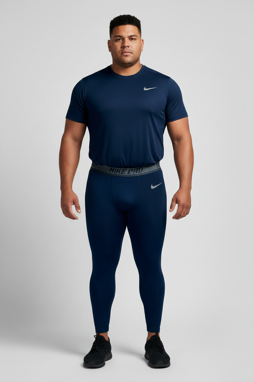 Malla de entrenamiento licra Nike ✔️ Pro Dri-FIT de hombre en Color azul navy cintura gris Talla XL y XXL