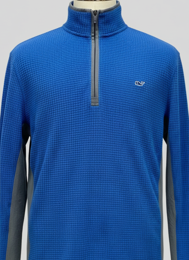 Sueter Jersey Vineyard Vines 🐳 color azul y mangas en gris Talla M