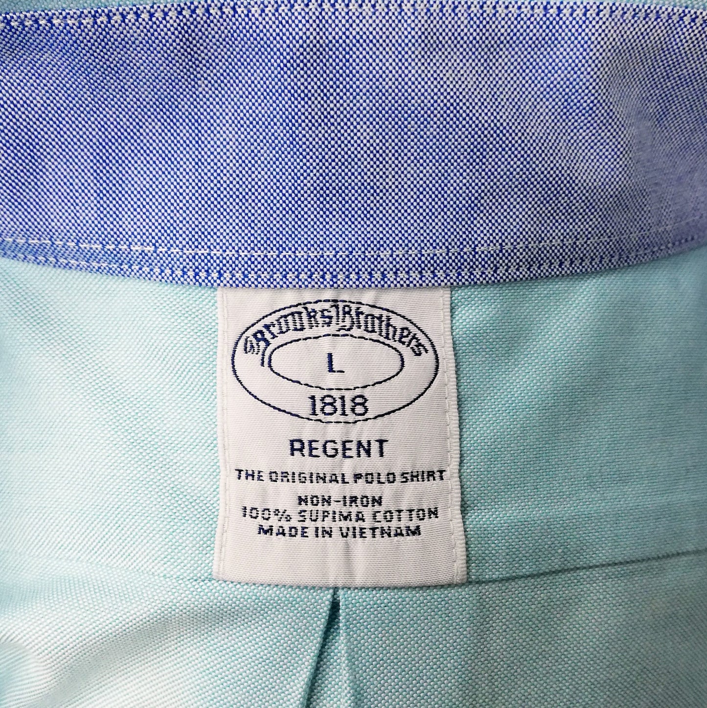 Camisa Brooks Brothers 🐑 color turquesa claro tornasol Talla L Entalle Regular
