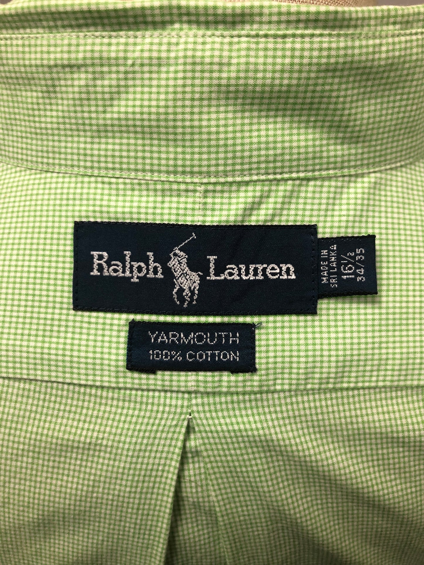 Camisa Polo Ralph Lauren 🏇🏼 con patron de cuadros finos en verde y blanco Talla XL Entalle Regular