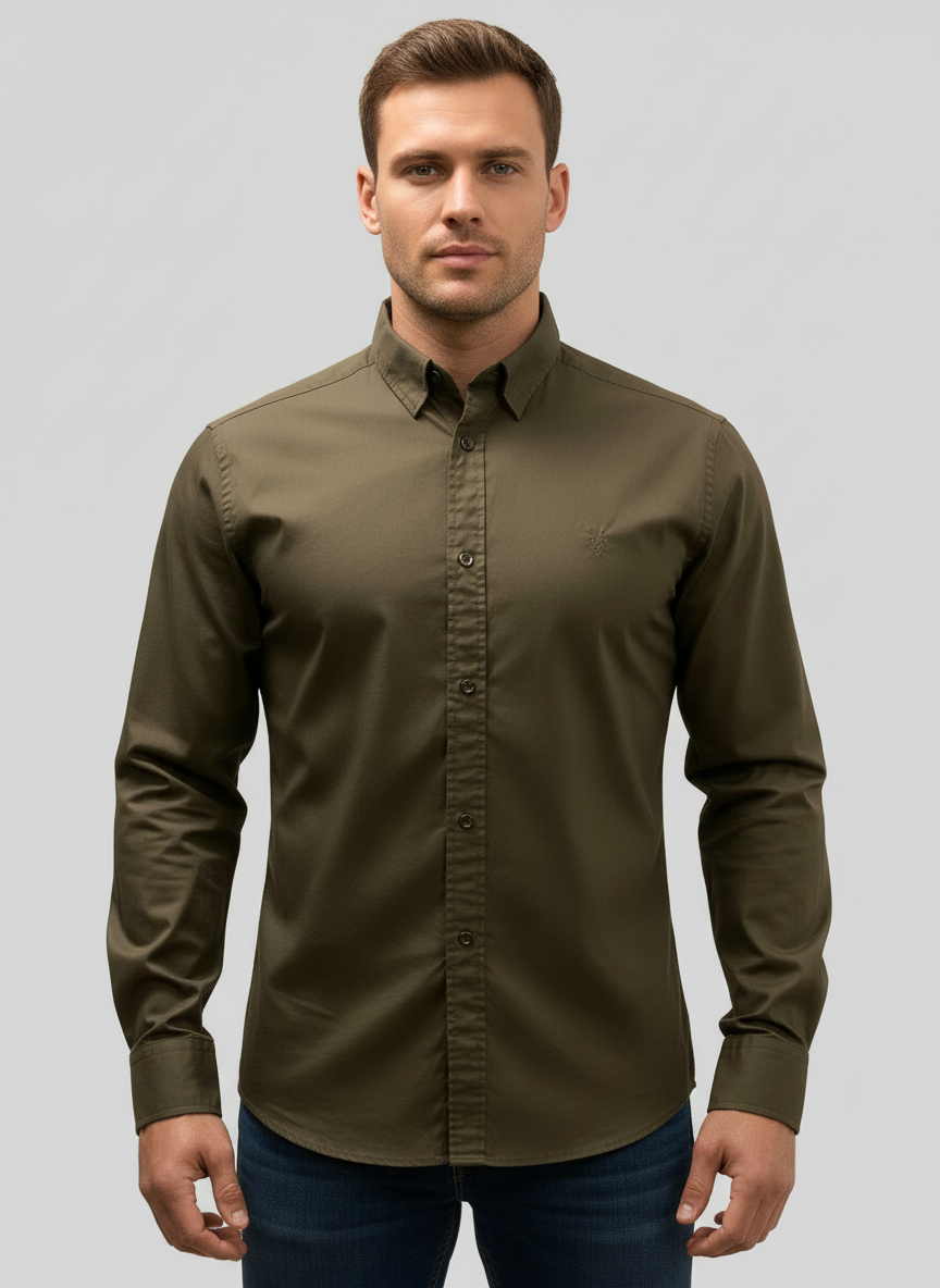 Camisa de botones Allsaints 🦌 color marrón oscuro Talla M Entalle Regular