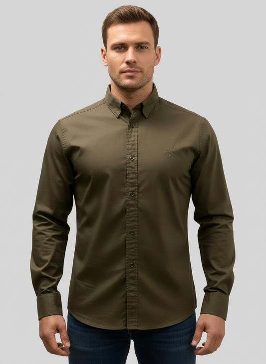 Camisa de botones Allsaints 🦌 color marrón oscuro Talla M Entalle Regular