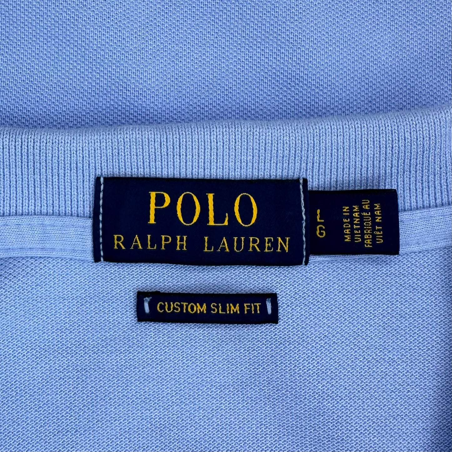 Camiseta Polo Ralph Lauren 🏇🏼color celeste con logo big pony Talla L Entalle Custom Slim Fit