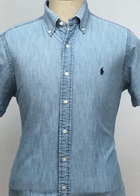 Camisa de botones Polo Ralph Lauren 🏇🏼 de jeans en color Celeste y logo en azul Talla M Entalle Regular