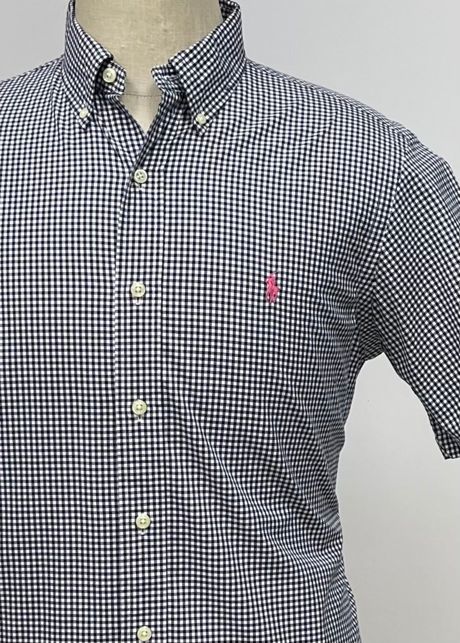 Camisa Polo Ralph Lauren 🏇🏼 con patron de cuadros gingham negro y blanco Talla M Entalle Regular