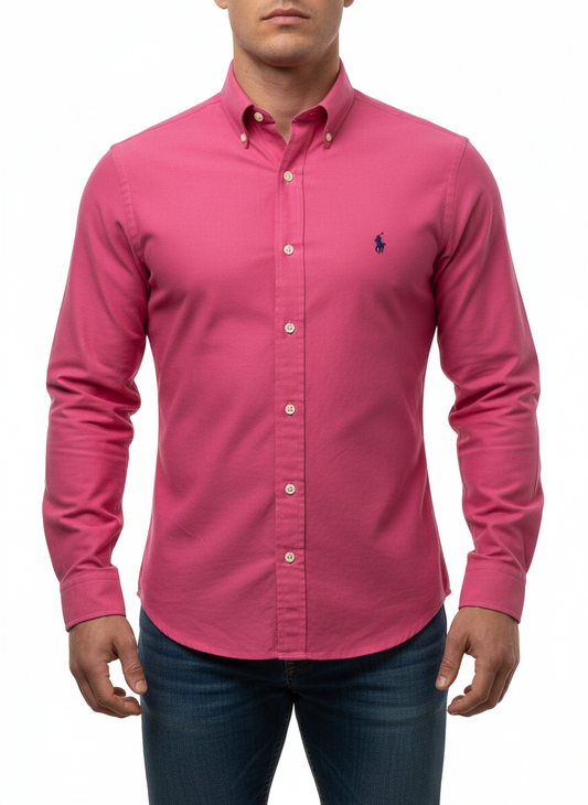 Camisa de botones Polo Ralph Lauren 🏇🏼 Oxford en color rosado intenso Talla M Entalle Regular
