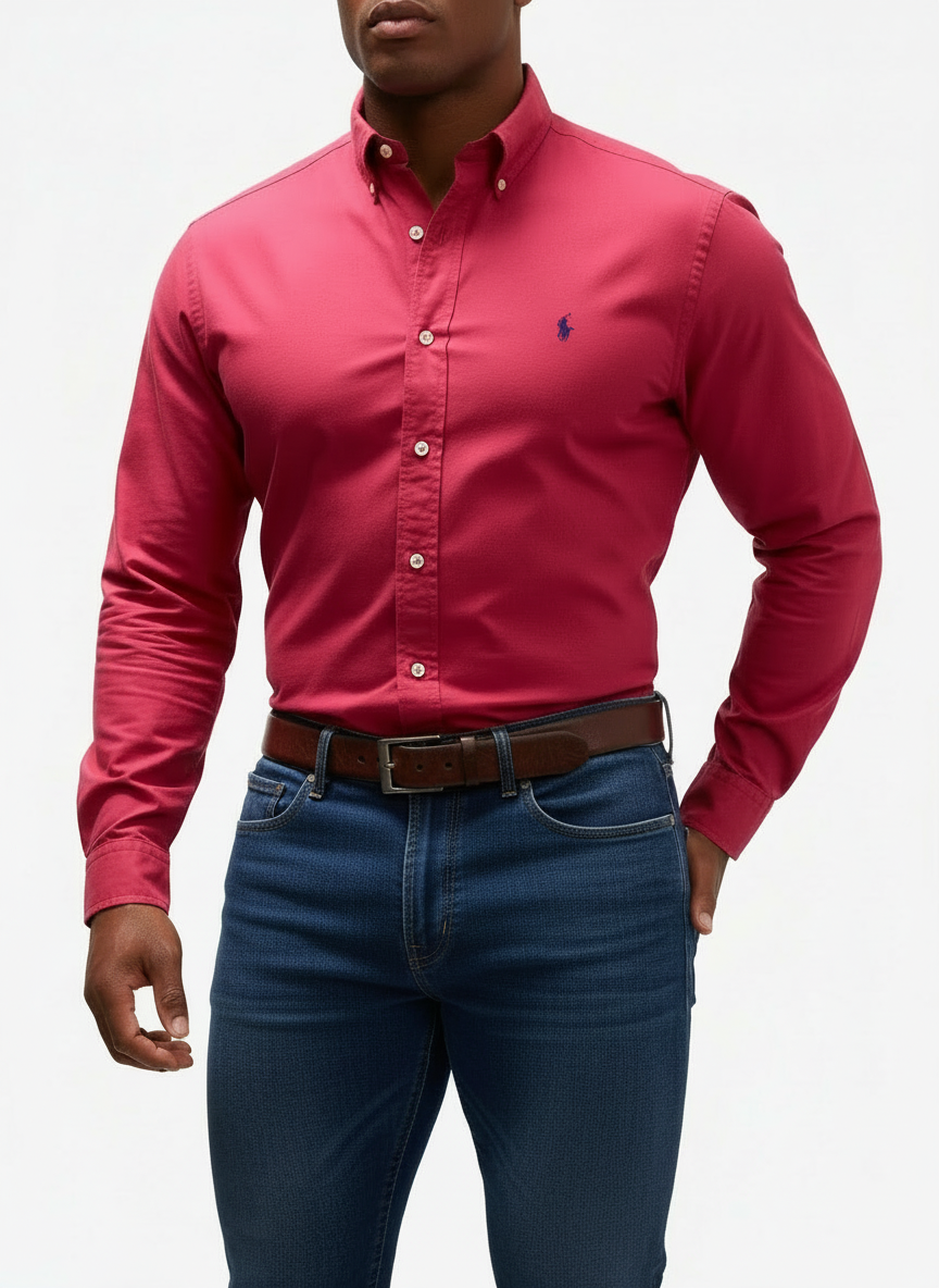 Camisa de botones Polo Ralph Lauren 🏇🏼 Oxford en color rosado intenso Talla M Entalle Regular
