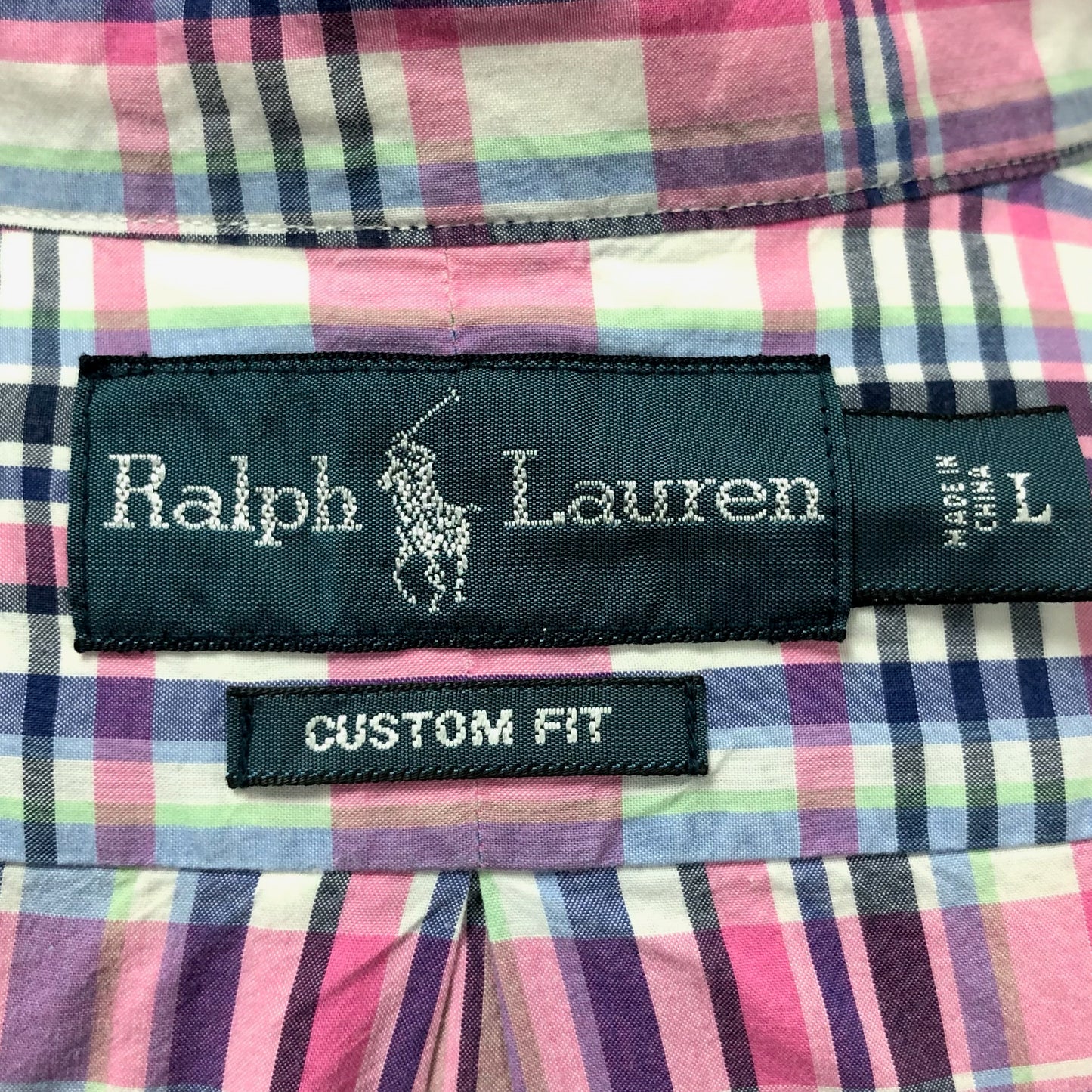 Camisa Polo Ralph Lauren 🏇🏼 Color blanco de cuadros en color rosado, celeste y azul Talla L Entalle Custom Fit