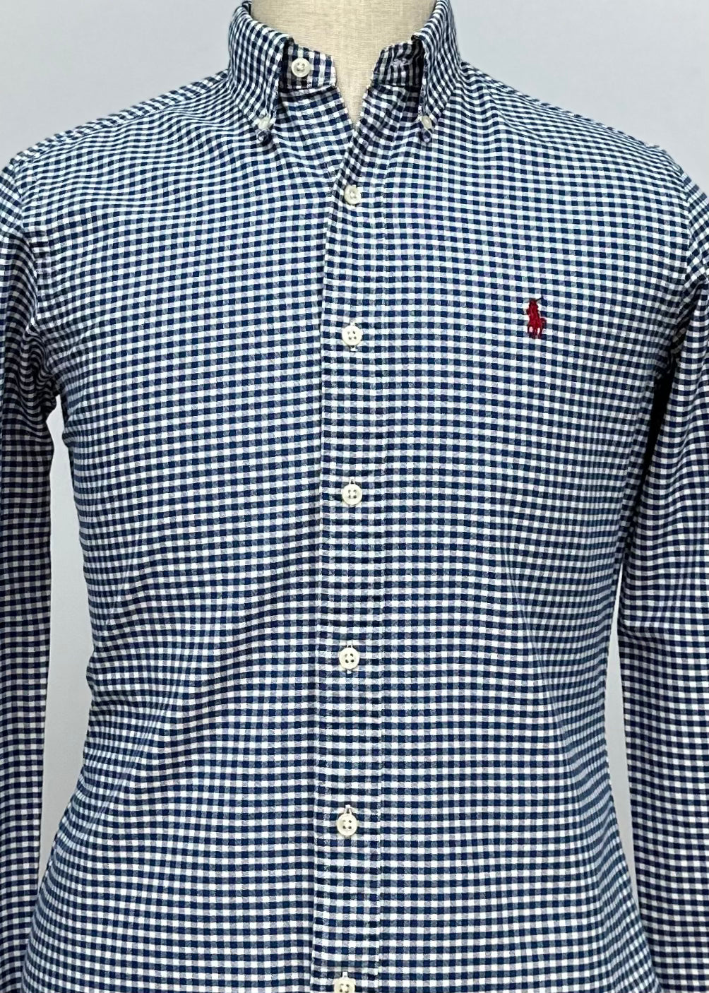 Camisa Polo Ralph Lauren 🏇🏼 Oxford con patron de cuadros gingham azul y blanco Talla M Entalle Clásico