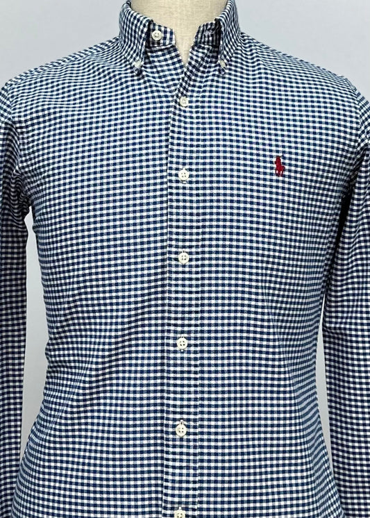 Camisa Polo Ralph Lauren 🏇🏼 Oxford con patron de cuadros gingham azul y blanco Talla M Entalle Clásico