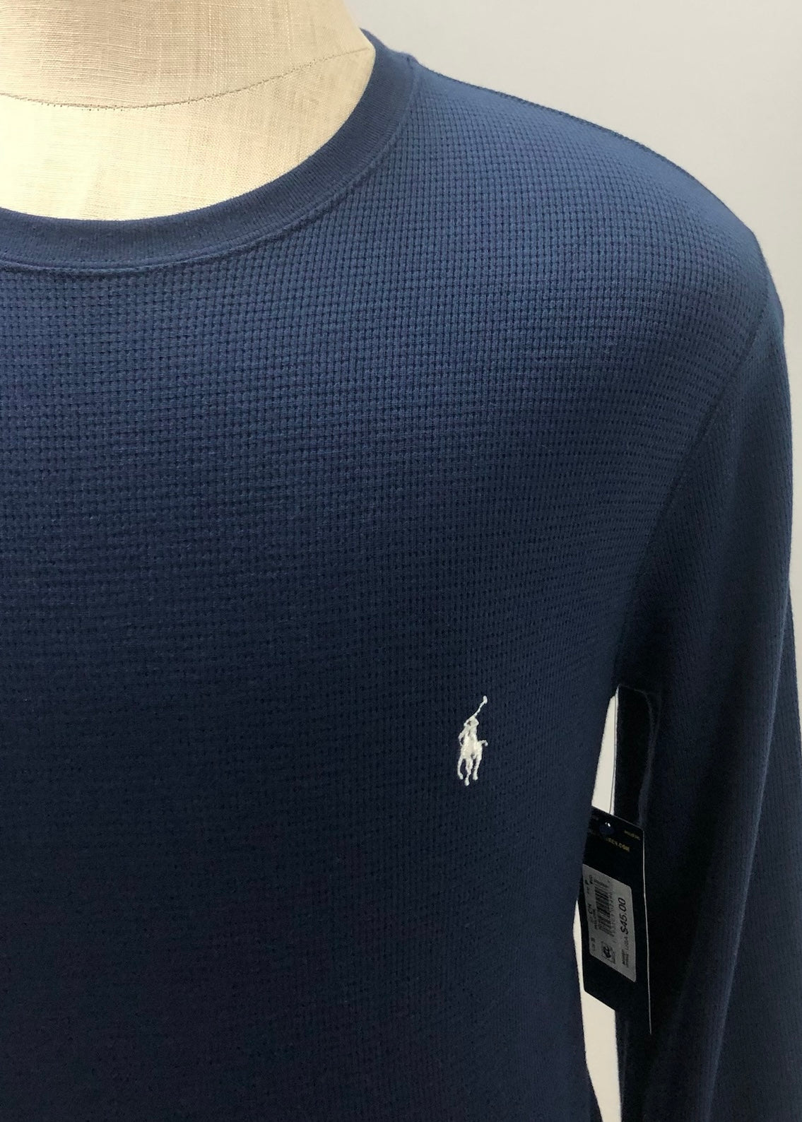 Camiseta cuello redondo Polo Ralph Lauren 🏇🏼 Waffle color azul navy manga larga Talla S