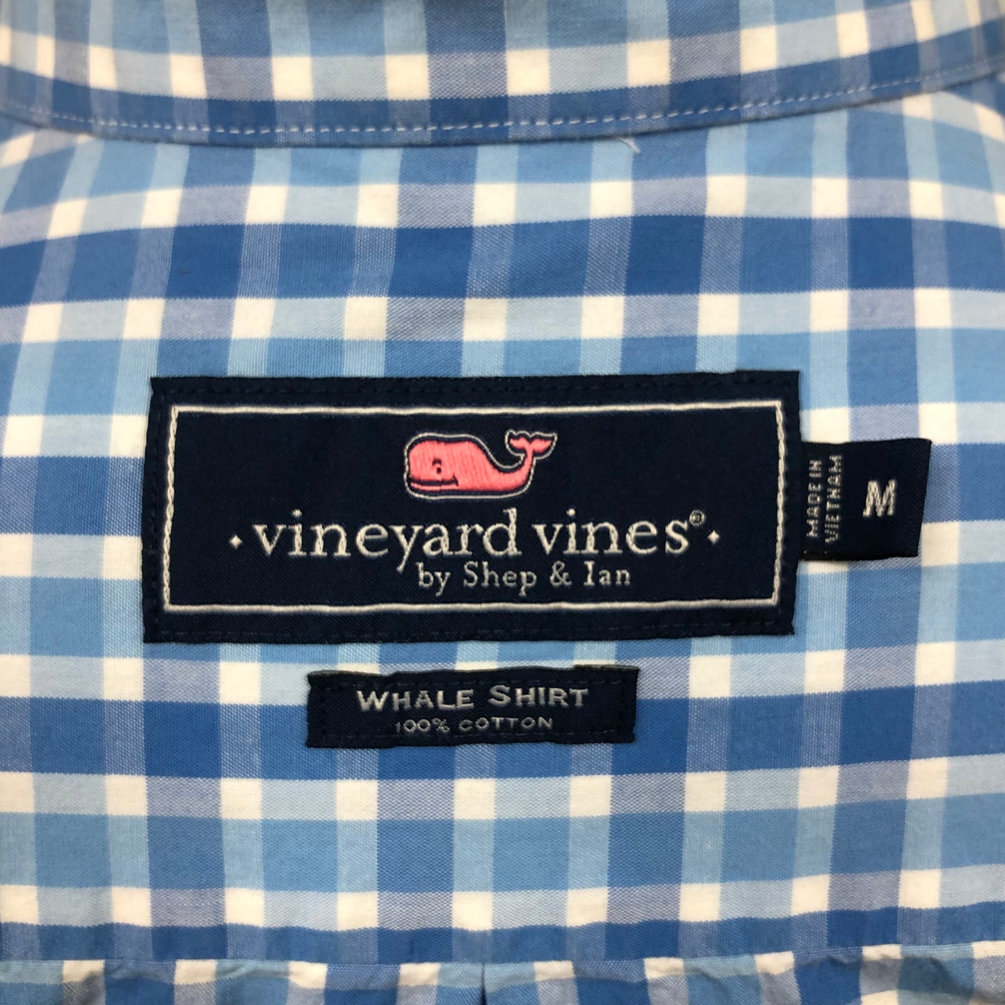Camisa de botones Vineyard Vines 🐳 color blanco de cuadros en color azul y celeste Talla M Entalle Regular