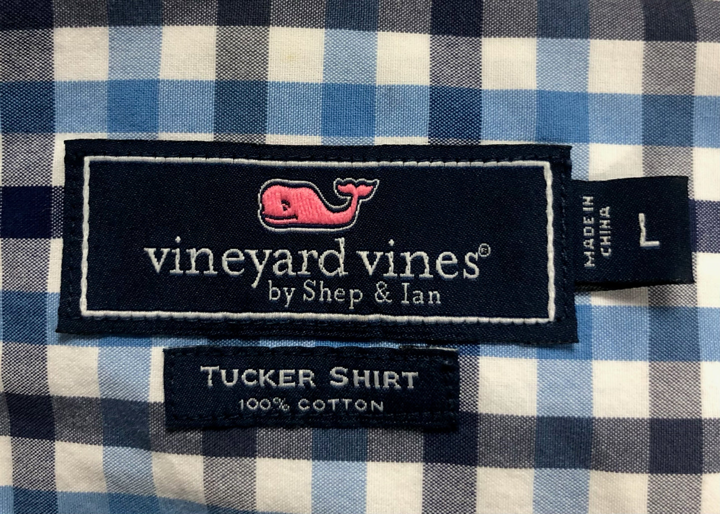 Camisa de botones Vineyard Vines 🐳 color blanco de cuadros en color gris y azul Talla L Entalle Regular