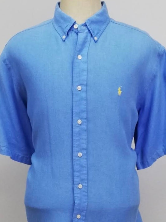 Camisa Polo Ralph Lauren 🏇🏼 de Lino en color celeste Talla XXL Entalle Clásico