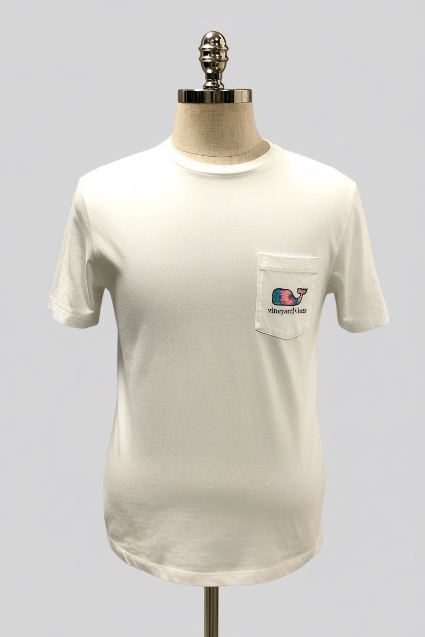 Camiseta cuello redondo Vineyard Vines 🐳 color blanco con Diseño de ballena multicolor Talla S