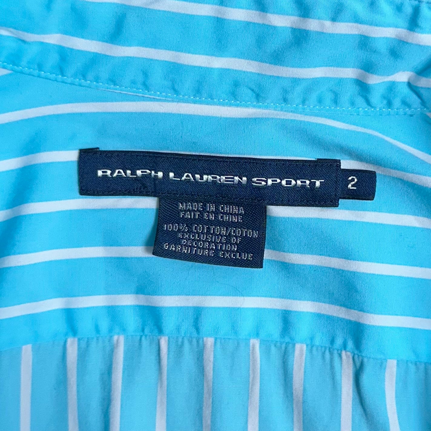 Camisa de mujer Polo Ralph Lauren 🏇🏼 turquesa con patrón de rayas blanco Talla XS (2) Entalle Regular