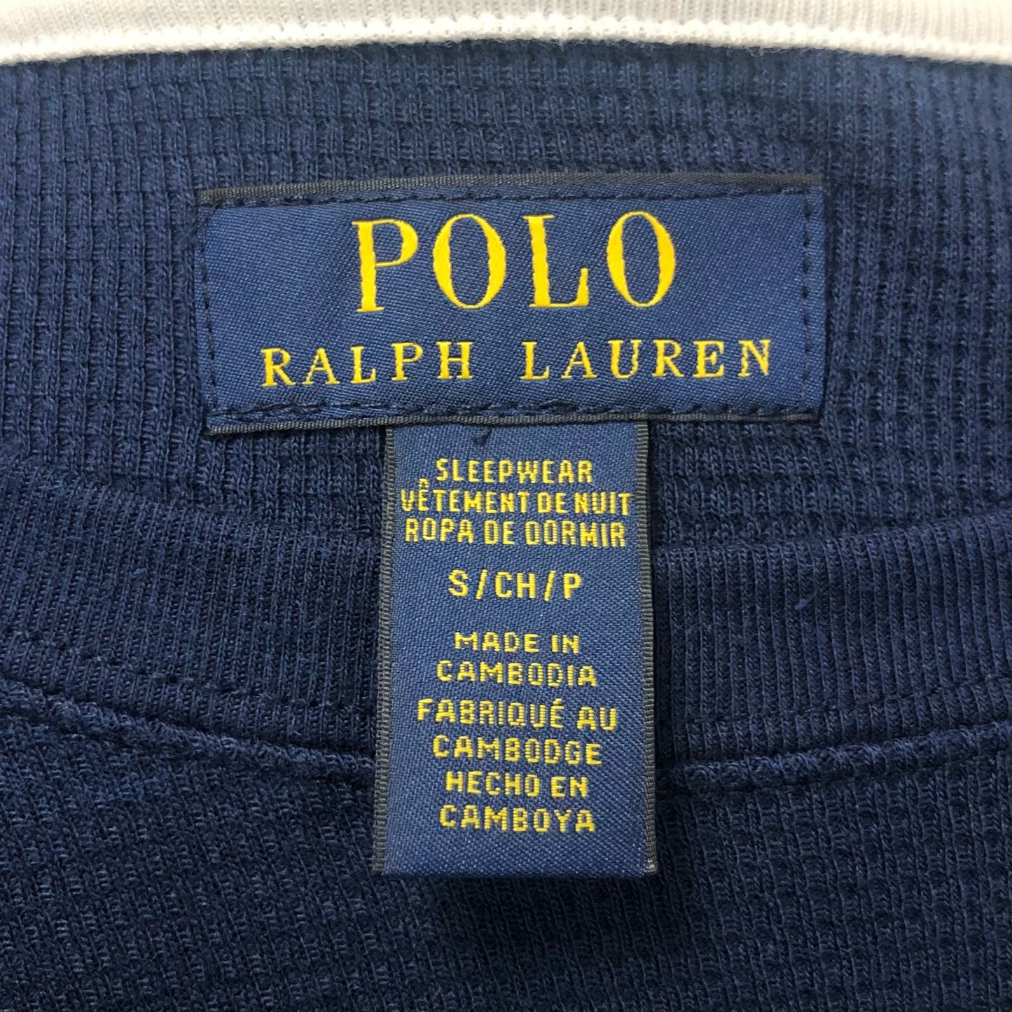 Camiseta cuello redondo Polo Ralph Lauren 🏇🏼 Waffle color azul navy manga larga Talla S