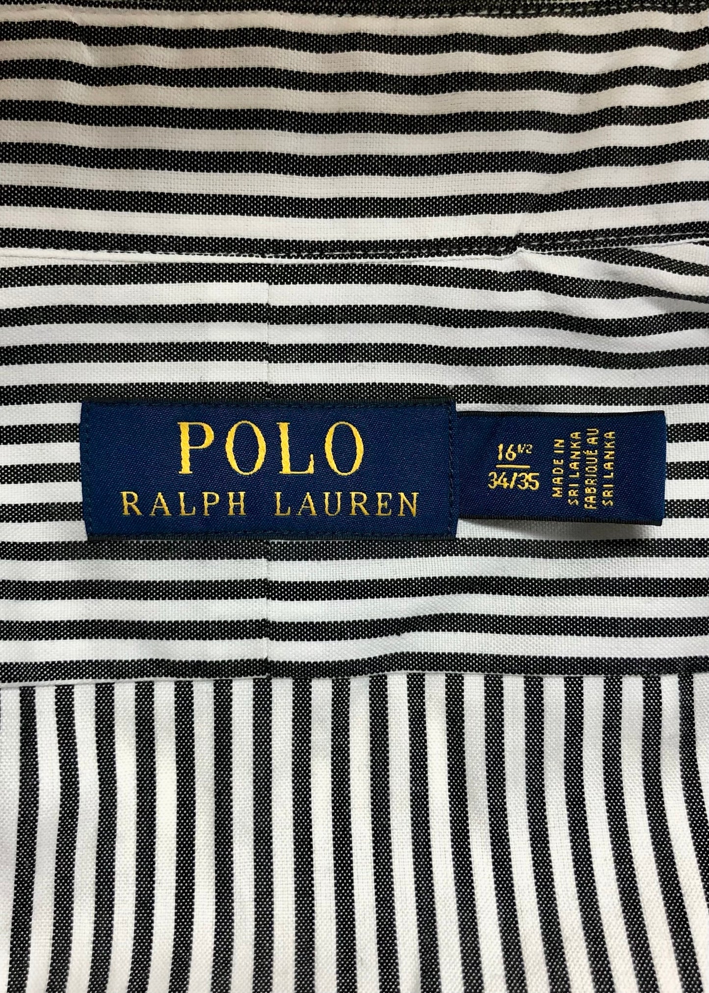 Camisa Polo Ralph Lauren 🏇🏼 color blanco de rayas en color negro Talla L Entalle Regular