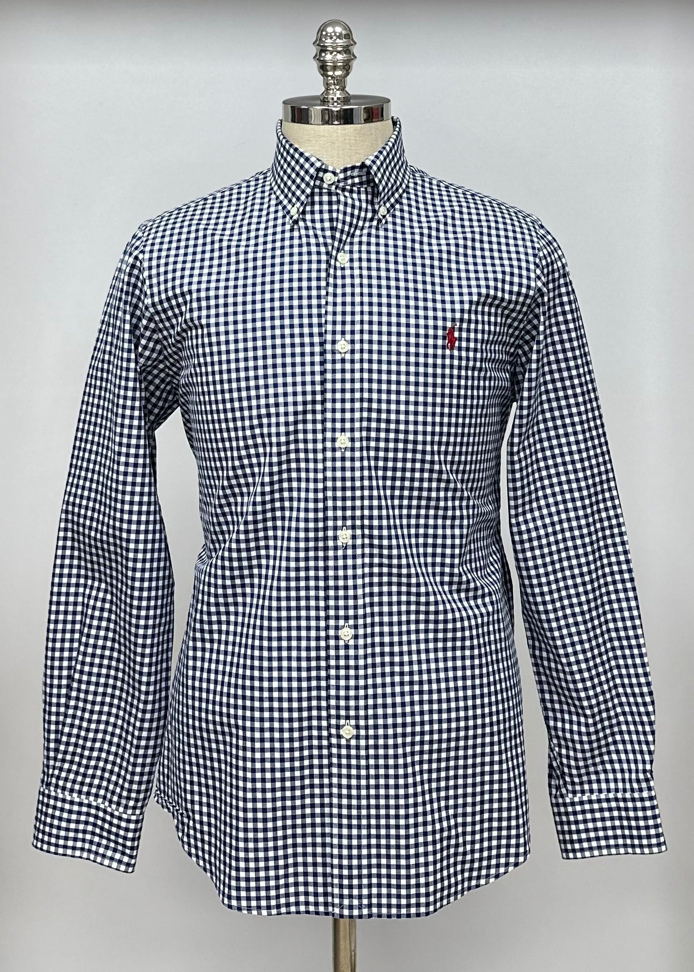 Camisa Polo Ralph Lauren 🏇🏼 con patron de cuadros gingham azul y blanco Talla M Entalle Slim Fit