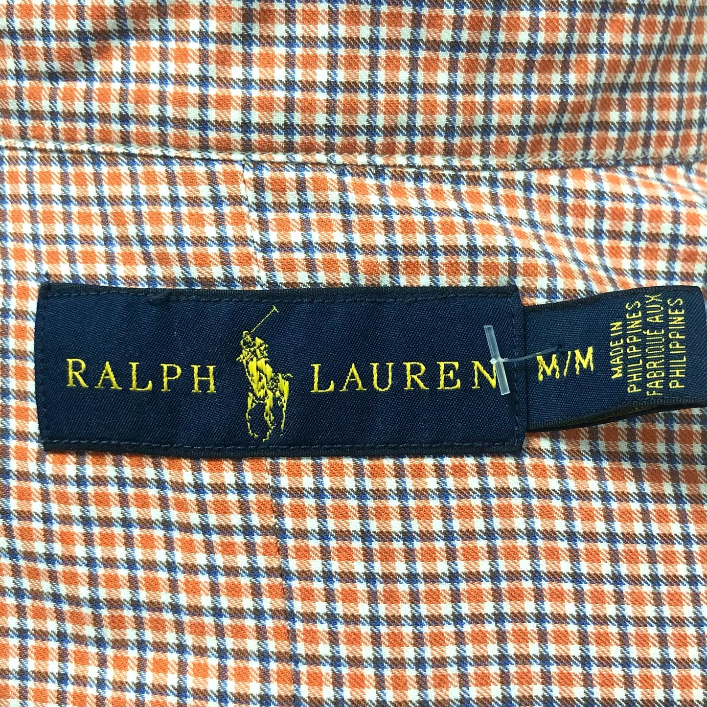 Camisa de botones Polo Ralph Lauren 🏇🏼 Con patron de cuadros naranja, azul y blanco Talla M Entalle Regular