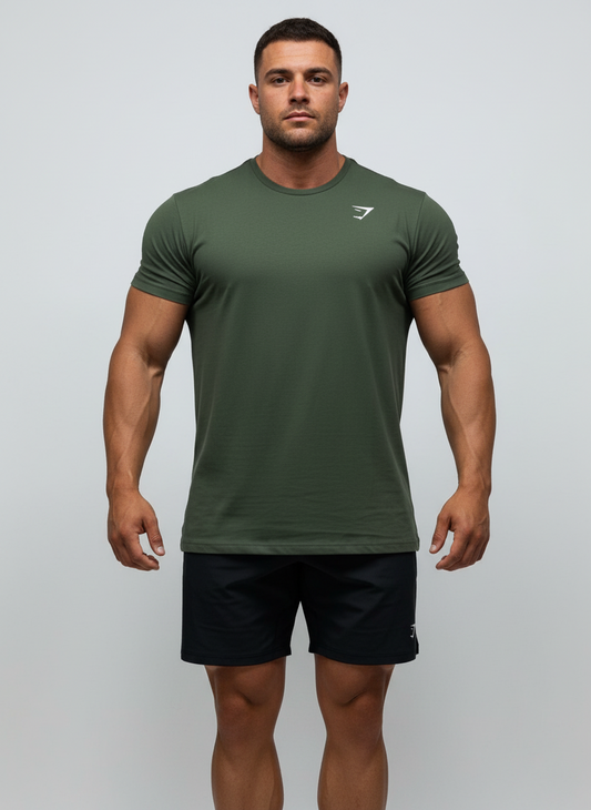 Camiseta cuello redondo Gymshark 🏋🏽 color verde oliva manga corta Talla XXL