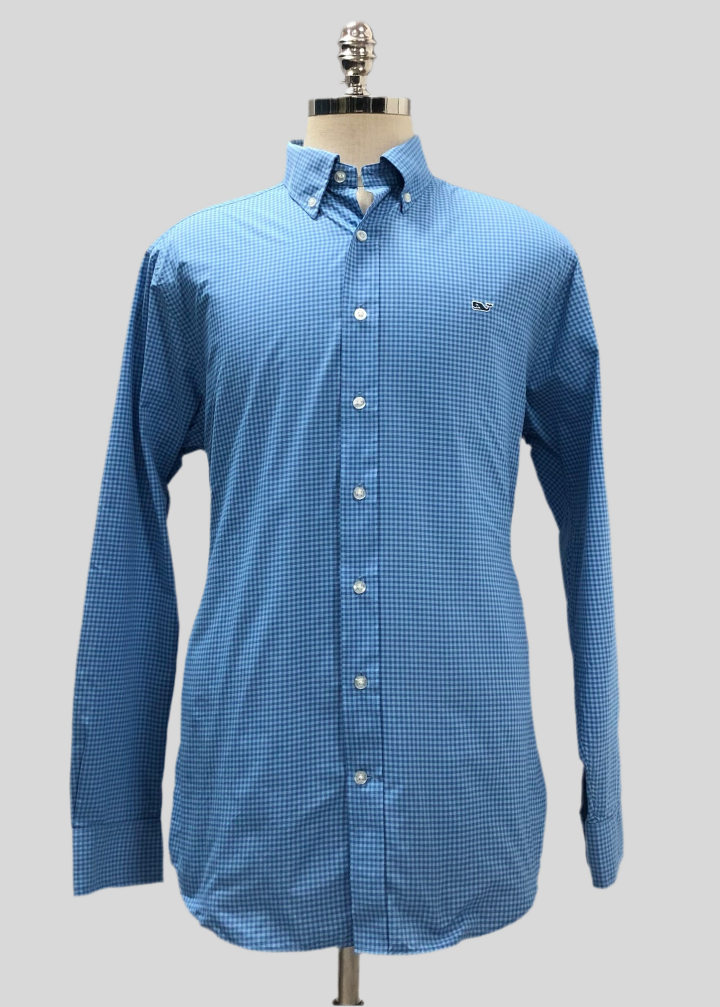 Camisa de botones Vineyard Vines 🐳 Performance de cuadros gingham en color azul y celeste Talla L Entalle Slim Fit