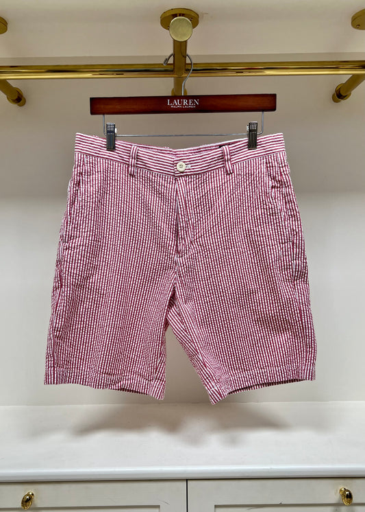 Short Casual Vineyard Vines 🐳 seersucker de rayas en color rojo y blanco talla 32