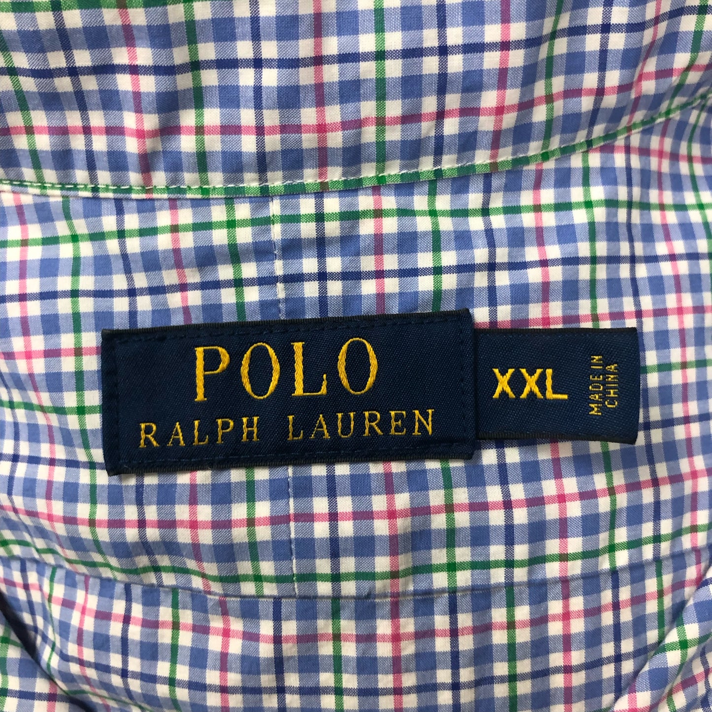 Camisa Polo Ralph Lauren 🏇🏼 color blanco con patron de cuadros rosado, verde y celeste Talla XXL Entalle Regular