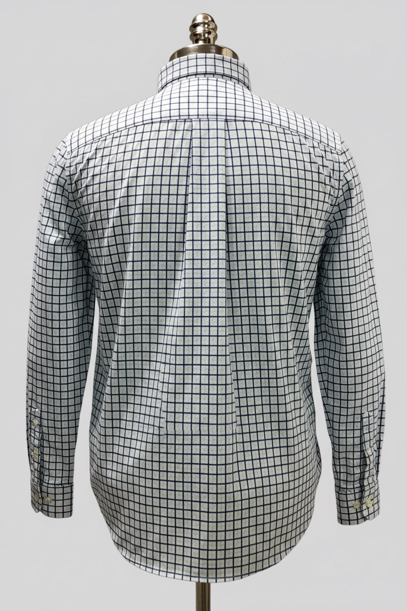 Camisa Polo Ralph Lauren 🏇🏼 color blanco de cuadros en turquesa y azul navy Talla XL (18) de niño Entalle Regular