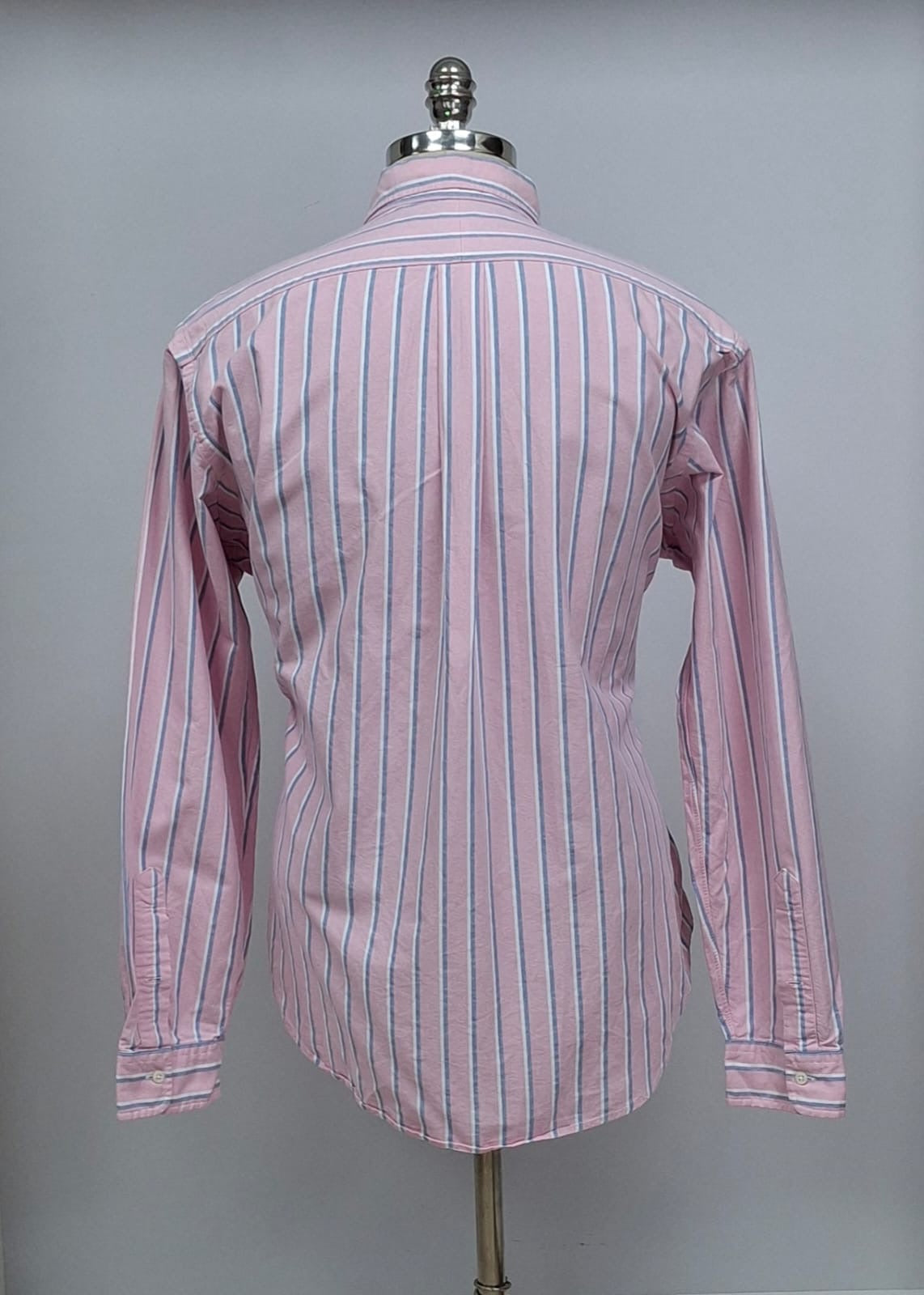 Camisa Polo Ralph Lauren 🏇🏼 Oxford color rosado con rayas en color celeste y blanco Talla XL Entalle Clásico