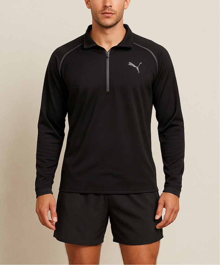 Sueter Jersey  Puma 🏋🏽 color negro y logo en color gris claro Talla S Entalle Regular