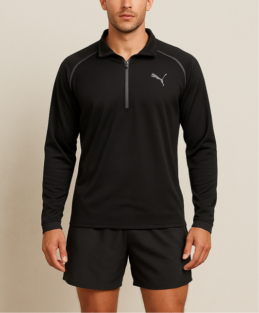 Sueter Jersey  Puma 🏋🏽 color negro y logo en color gris claro Talla S Entalle Regular