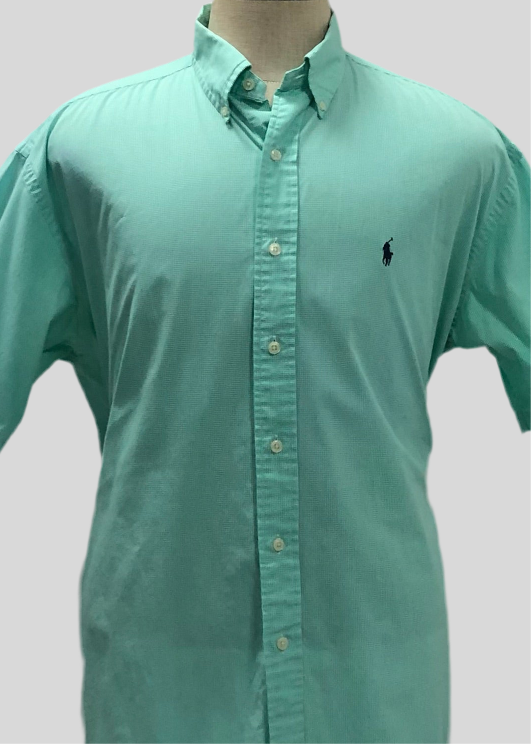 Camisa Polo Ralph Lauren 🏇🏼 de cuadros finos en verde y blanco Talla XL Entalle Regular (ver descripción)