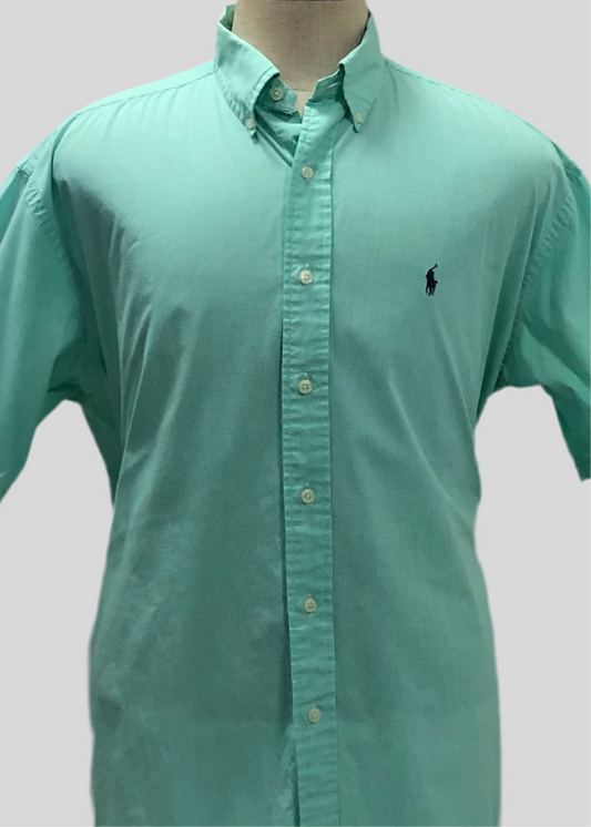 Camisa Polo Ralph Lauren 🏇🏼 de cuadros finos en verde y blanco Talla XL Entalle Regular (ver descripción)