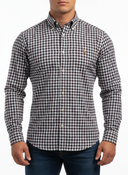 Camisa Polo Ralph Lauren 🏇🏼 con patron de cuadros rojo, azul, amarillo y blanco Talla S Entalle Custom Fit