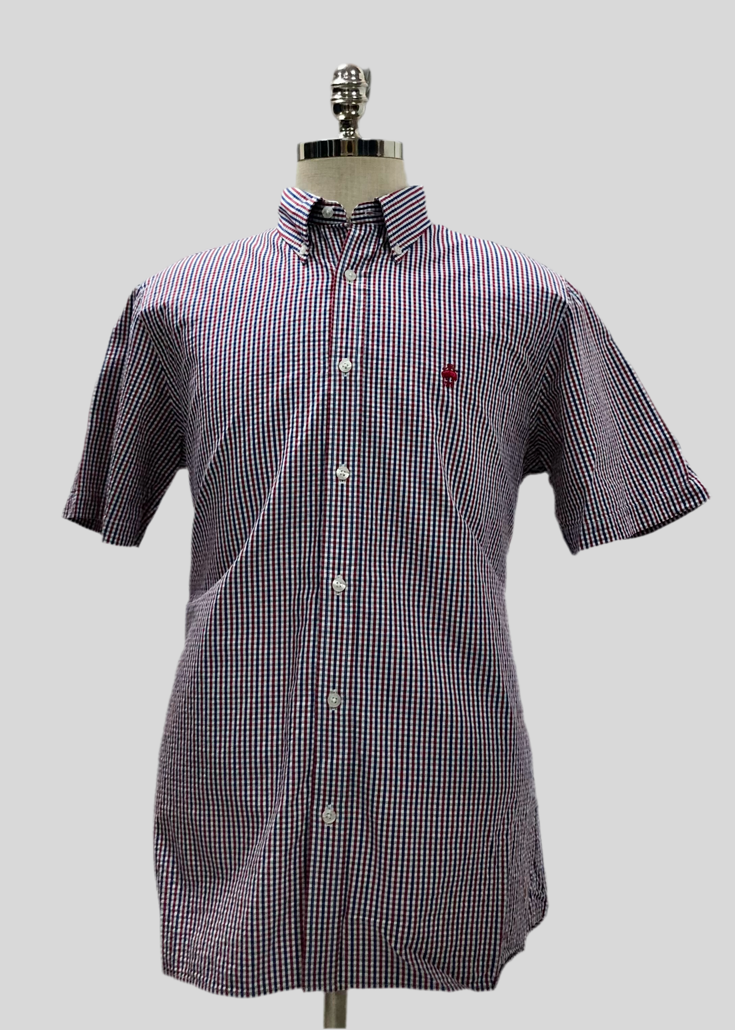 Camisa de botones Brooks Brothers 🐑 Seersucker de cuadros en color rojo, azul y blanco Talla L Entalle Regular