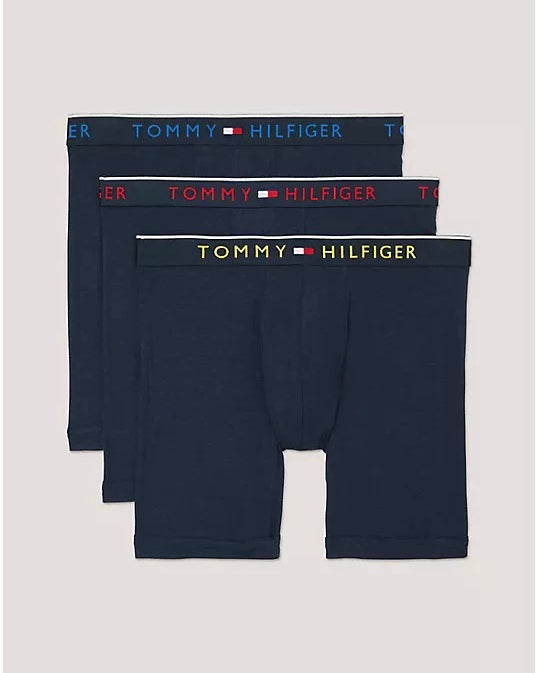 Paquete de 3 Boxer Briefs Tommy Hilfiger 🇺🇸 Luxe Stretch Tela algodón stretch color azul navy Talla M