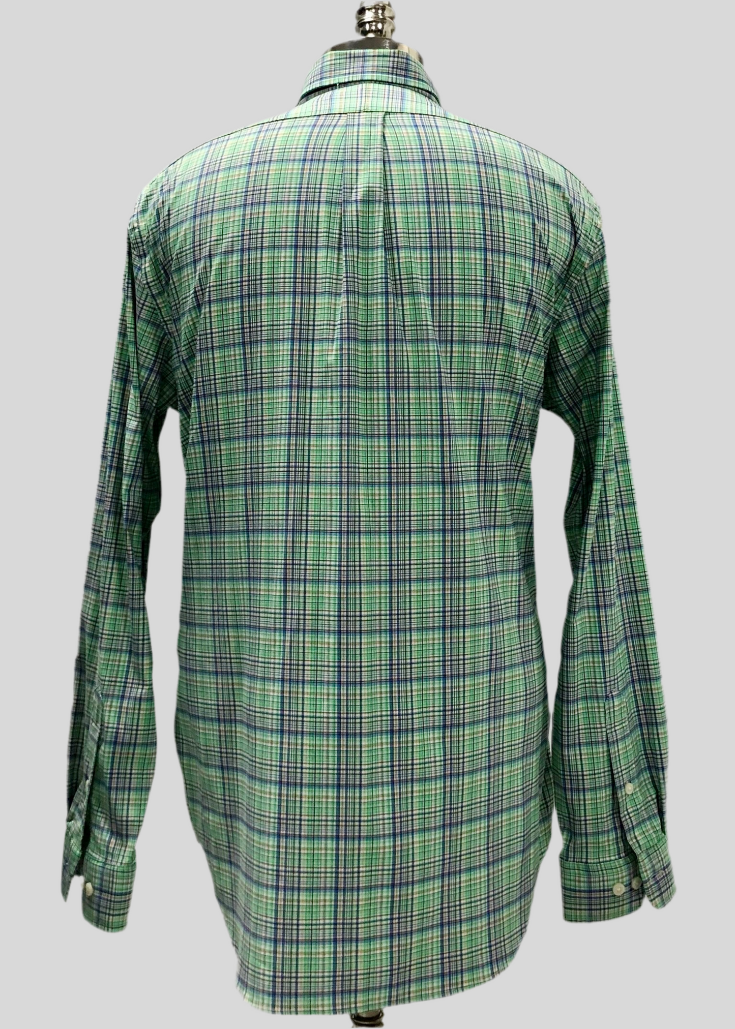 Camisa Polo Ralph Lauren 🏇🏼 con patrón de cuadros verde, azul y blanco Talla L Entalle Regular