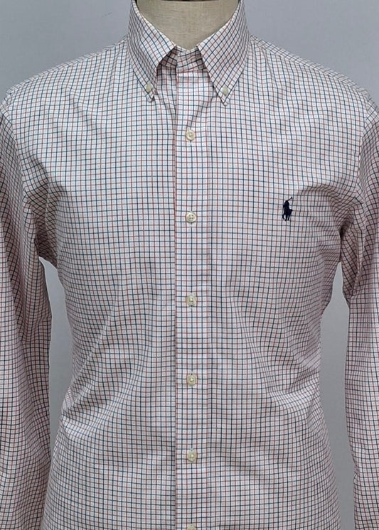 Camisa Polo Ralph Lauren 🏇🏼 Color blanco de cuadros en color azul y rojo Talla M Entalle Regular