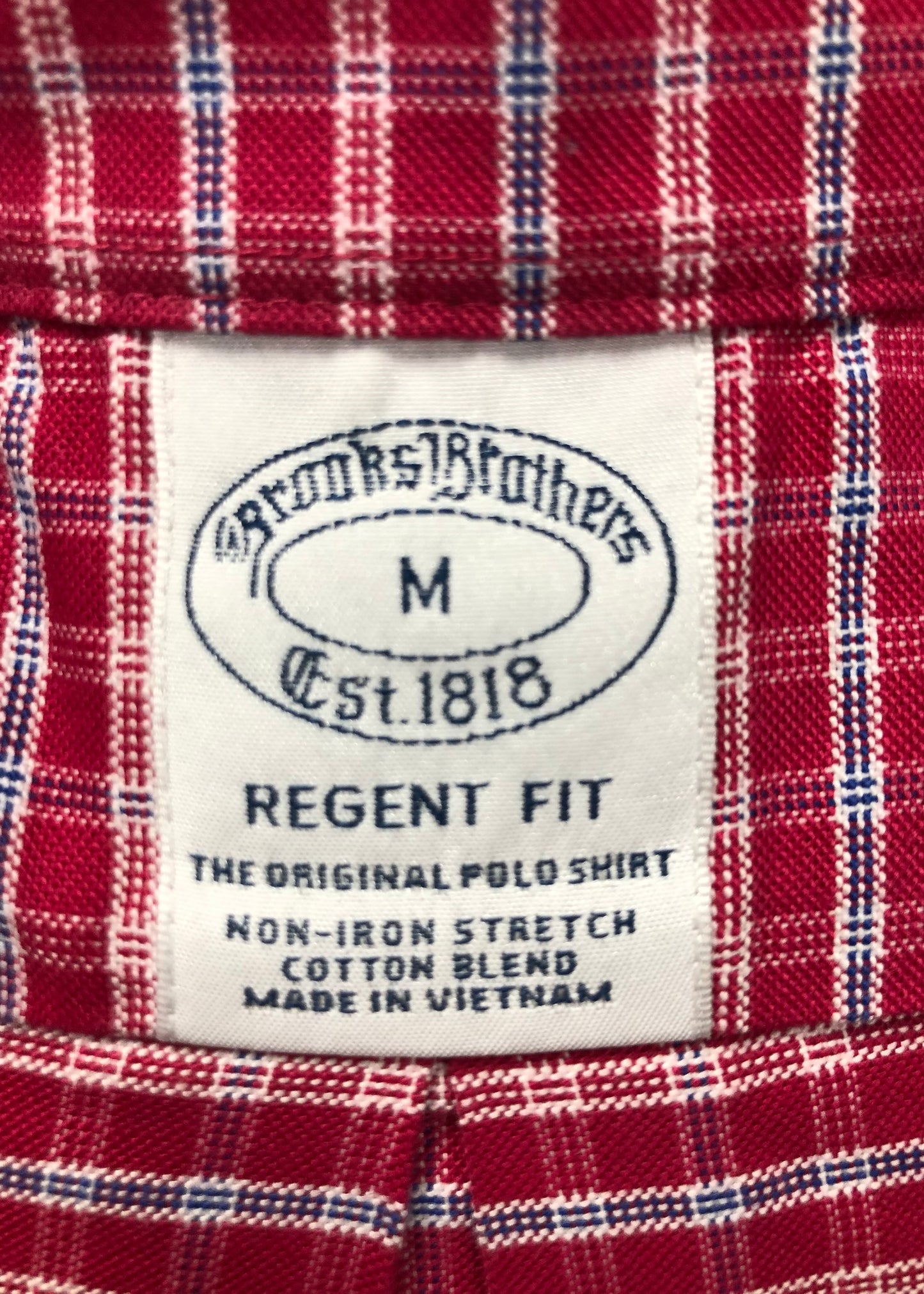 Camisa Brooks Brothers 🐑 color rojo con cuadros en azul y blanco Talla M Entalle Regular