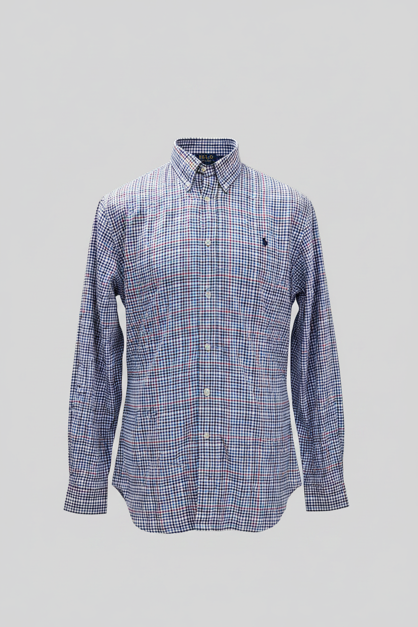 Camisa Polo Ralph Lauren 🏇🏼 color blanco de cuadros multicolor Talla XL Entalle Regular