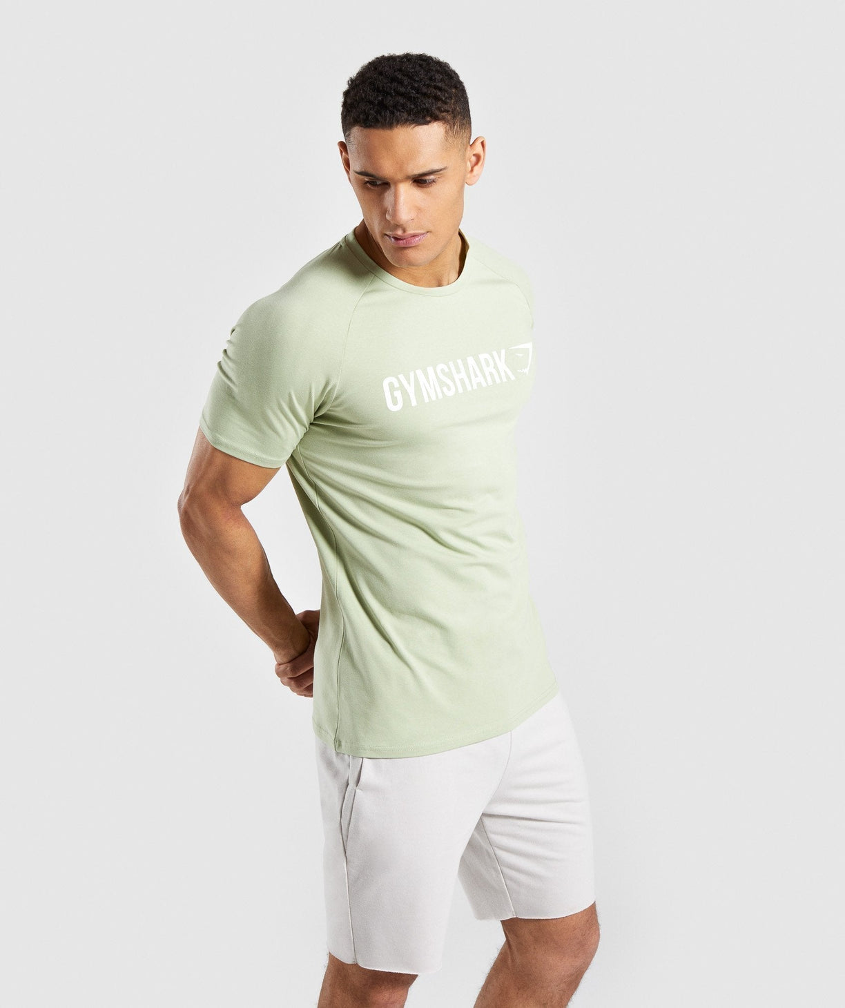 Camiseta de entrenamiento cuello redondo Gymshark 🏋🏽 color verde claro manga corta Talla S